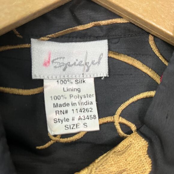 Spiegel Silk Jacket Womens Small Black Floral Embroidered Long Sleeve Lined - Picture 8 of 11